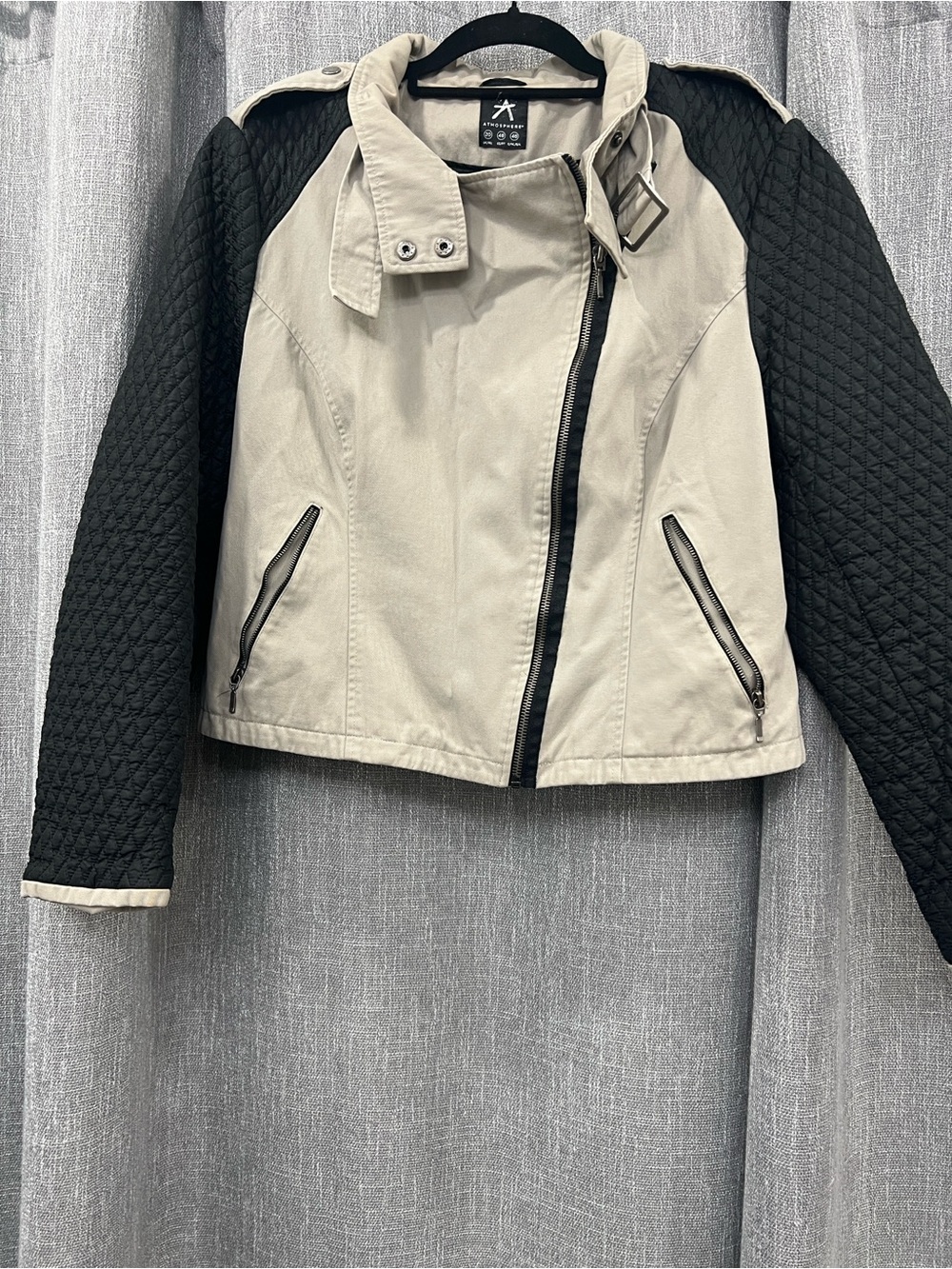 Atmosphere Beige Jacket with Black Quilted Sleeves